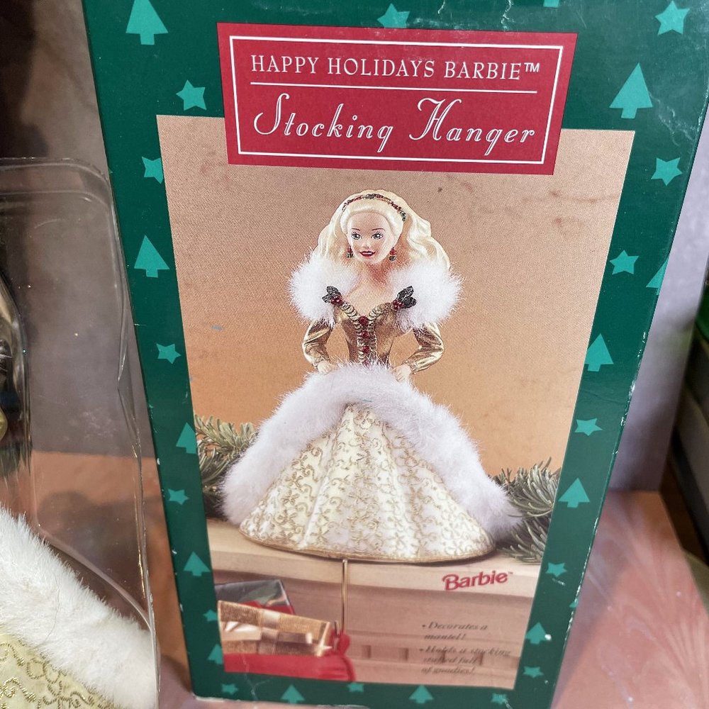Vintage Hallmark Barbie Doll Mantel Stocking Hanger 8” Tall